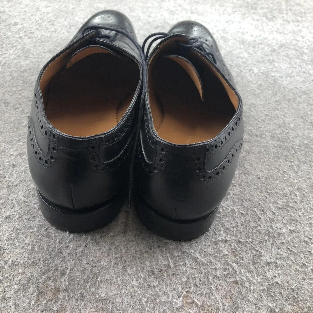 Brooks Brothers Dress Shoes Mens 11 Black Leather Wingtip Oxford Lace Up Italy